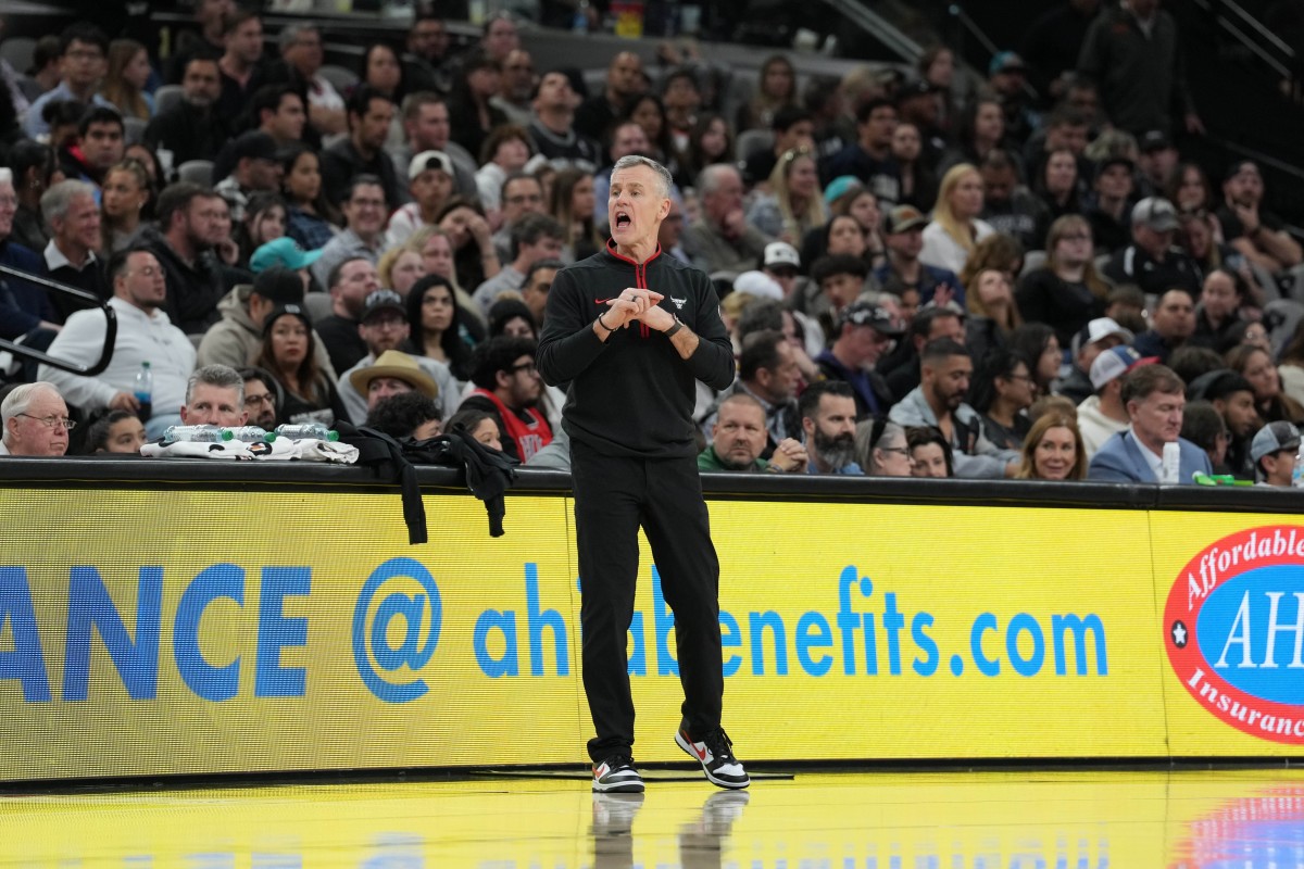 Chicago Bulls head coach Billy Donovan looks on in the second half against the San Antonio Spurs at Frost Bank Center.